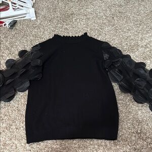 Sioni Black Top with Textured Details